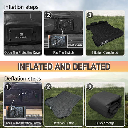Umbrauto 5.5-5.8FT Full Size Truck Bed Mattress with Detachable Pump,Black/Grey