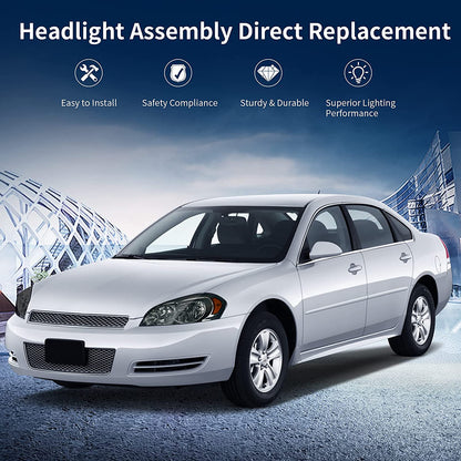 Autosaver88 Headlight Assembly Compatible With 20062013 Chevy Impala 06 07 Monte Carlo Replacement Headlamp Driving Light Chrome Housing Amber Reflector Clear Lens 25958359 25958360 A Black Smoke Oe
