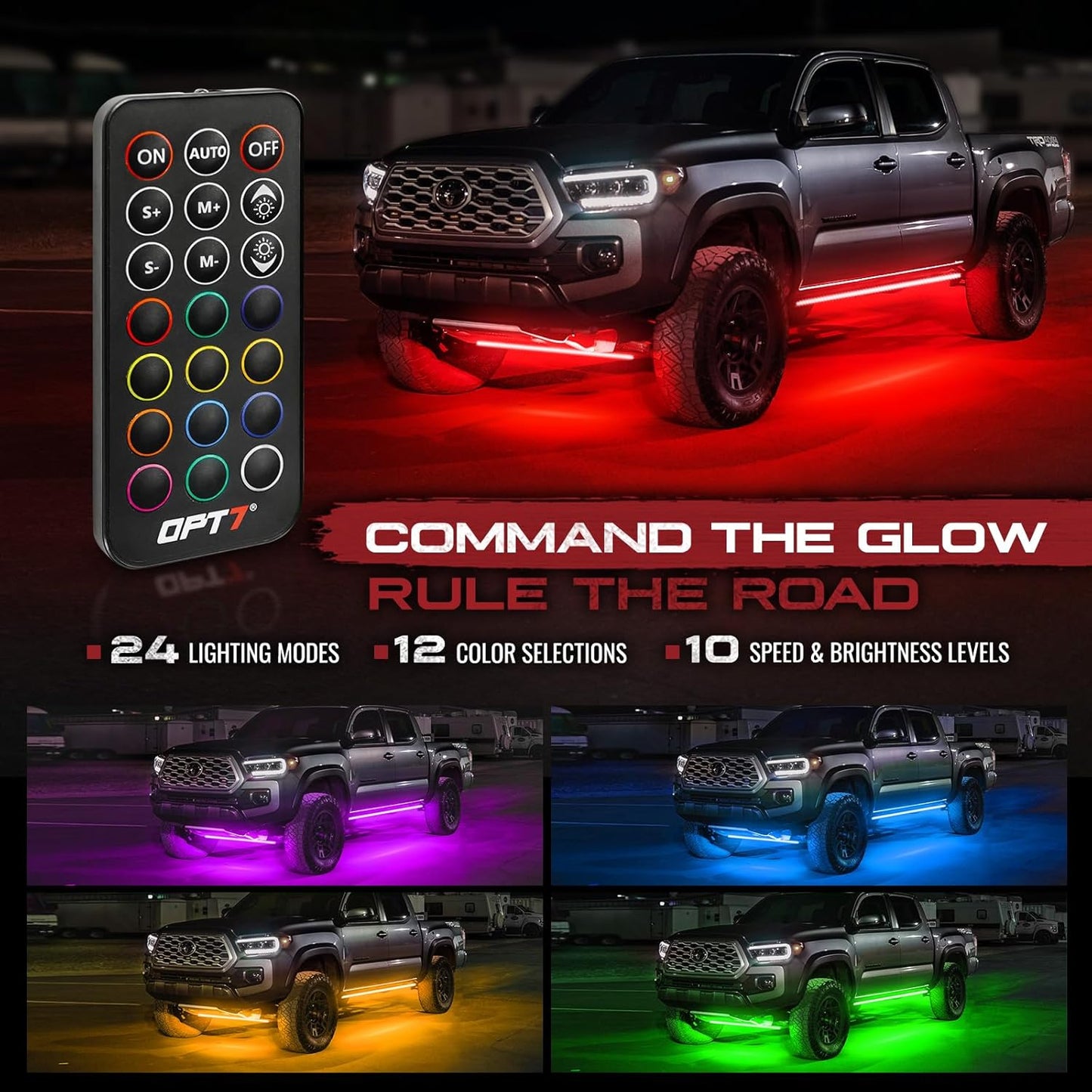 AURA LED Lighting Kit for Truck Bundle (Quantum LED Rocklight + Underglow LED Kit + Sidekick LED Kit ) - Remote Control