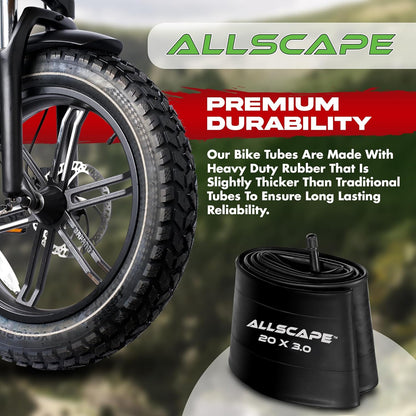 HEB Allscape 20x3" Tubes- 2 Heavy Duty Bike Tubes for Ebike Tires (Set Of 2 Tubes)