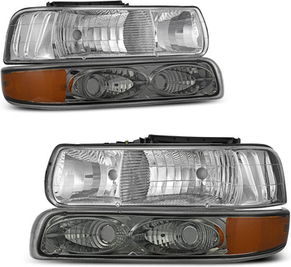 Autosaver88 Headlights Assembly Compatible With 19992002 Chevrolet Silverado 20012002 1500 2500 1500hd 2500hd 3500 20002006 Tahoe Suburban Lights In Bumpers