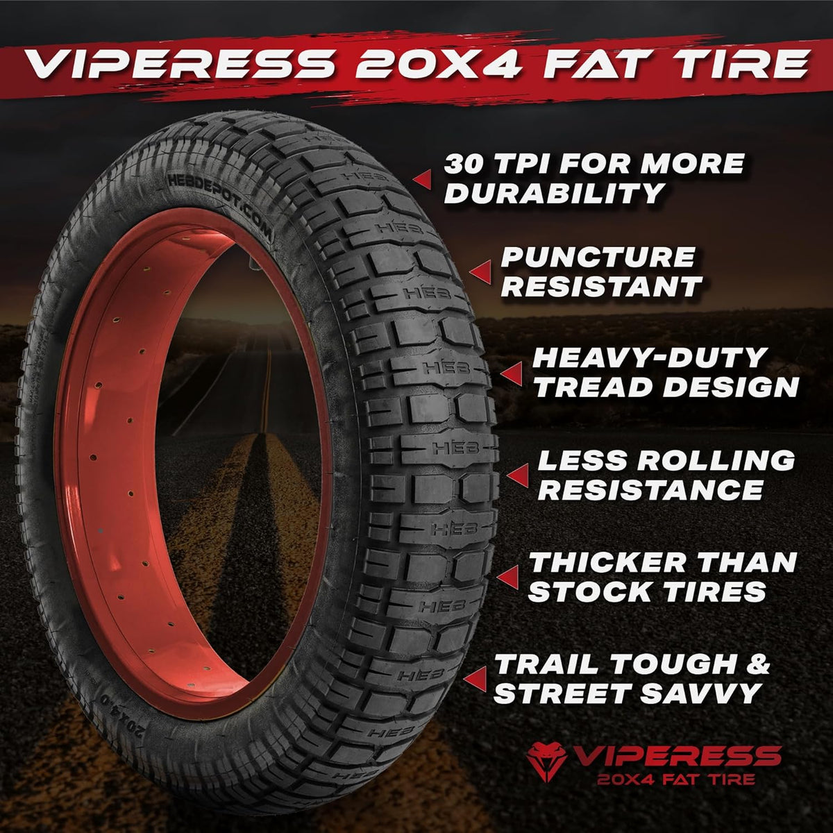 HEB VIPERESS Fat Tire 26x4 (Includes 1 Tire Only)