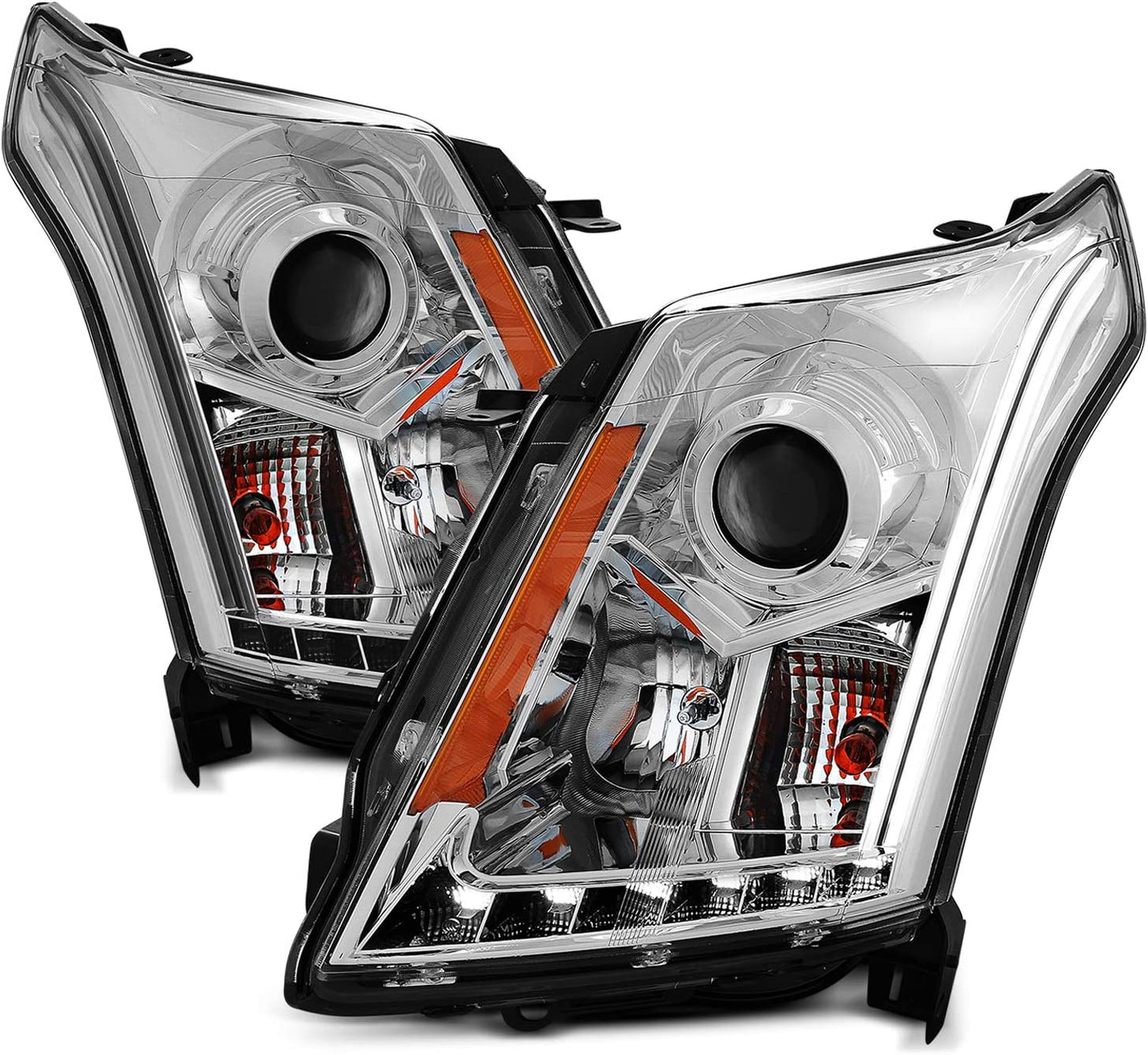 Amerilite Chrome Projector Replacement Headlights LED Boards For 20102016 Cadillac Srx Version Only Passenger And Driver Side
