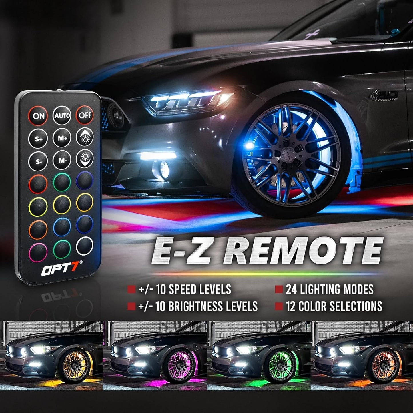 AURA PRO Exterior Pack Bundle (Grille LED Kit + Wheel Well Kit + DreamColor Underglow LED Kit) - Bluetooth  APP and Remote Controlled