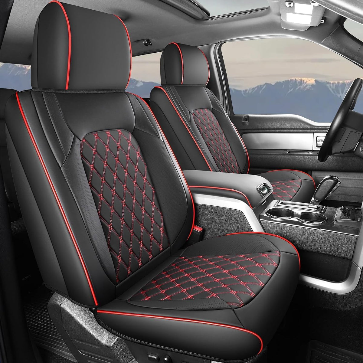 Umbrauto Leather Seat Covers for Silverado/Sierra, Waterproof Custom Full Set Seatcovers for Chevy Silverado/GMC Sierra 2007-2013 & 2019-2026 1500, 2020-2026 2500HD 3500HD Crew/Double/Extended Cab