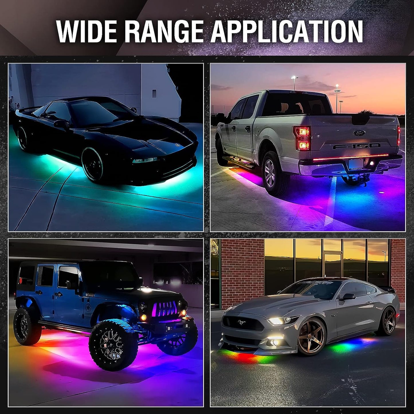 AURA PRO Exterior Pack Bundle (Grille LED Kit + Wheel Well Kit + DreamColor Underglow LED Kit) - Bluetooth  APP and Remote Controlled