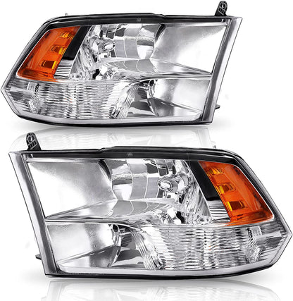 AUTOSAVER88: Montaje de faros delanteros compatible con Dodge Ram 4 puertas 1500 2500 3500, modelo 2009 a 2018. Faro de repuesto para Pickup. Color Negro. Lentes con carcasa transparente.