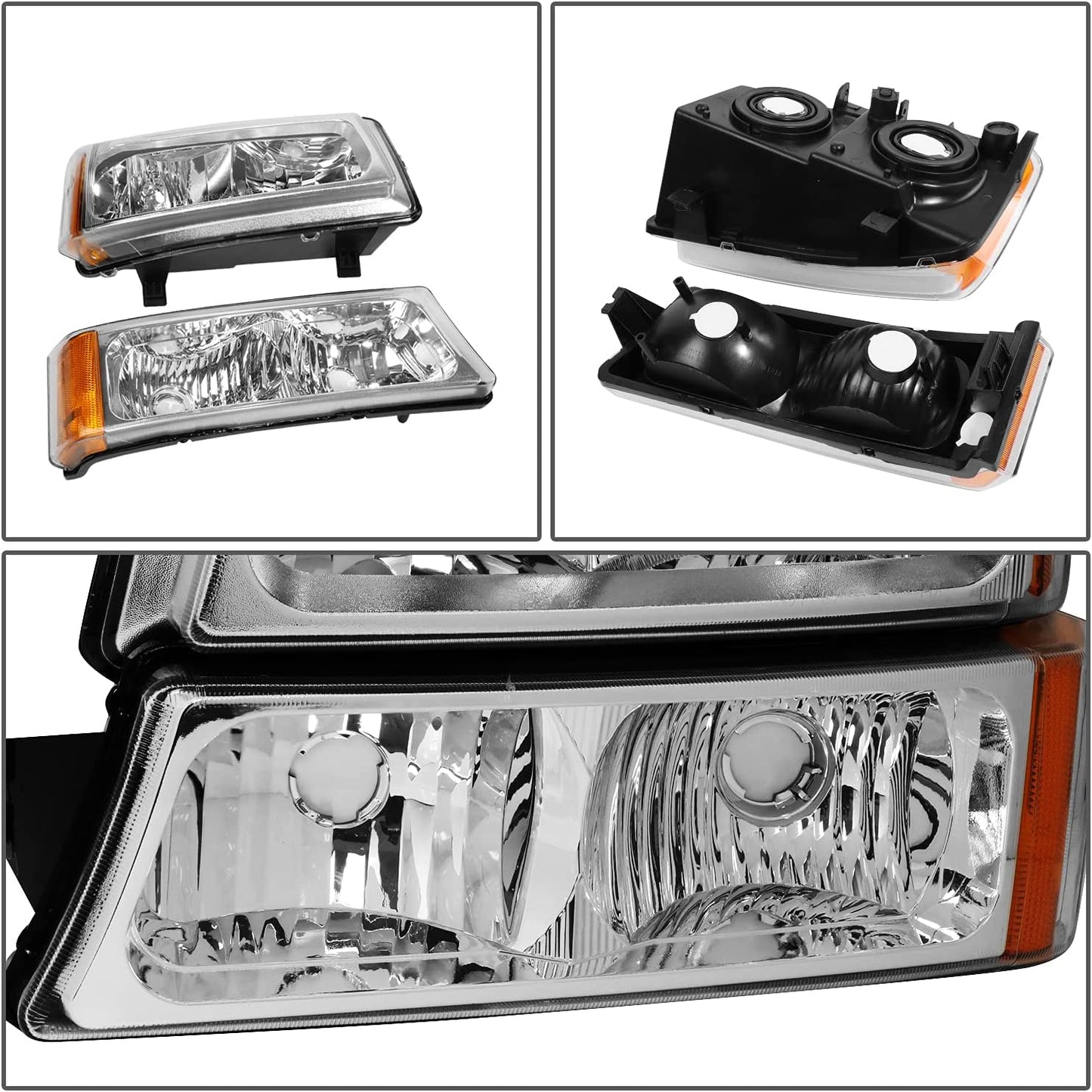 Dna Motoring Hlohcs034pcham Headlight Assembly Driver And Passenger Side
