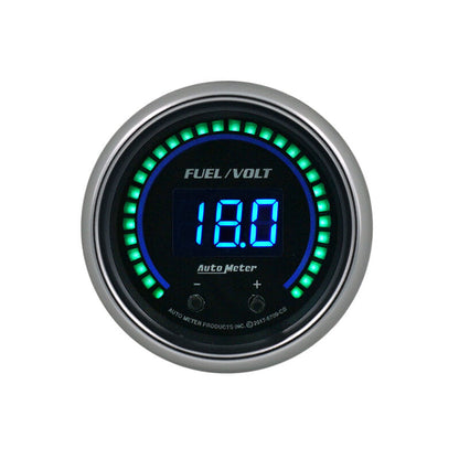 Autometer 52.4mm Black Switchable 0-100 Fuel Level / 8-18V Voltmeter Cobalt Elite Digital Gauge 6709-CB