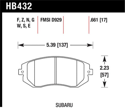 Hawk 03-05 WRX / 08 WRX D929 HP+ Street Front Brake Pads