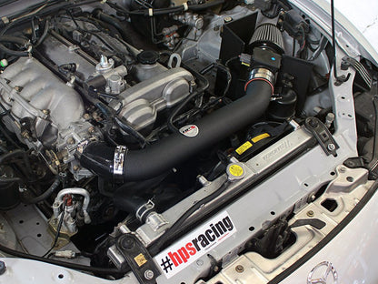 HPS Shortram Air Intake Kit 1999-2005 Mazda Miata 1.8L Non Turbo, Includes Heat Shield, Black