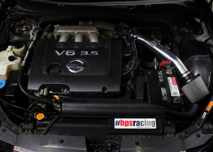 HPS Shortram Air Intake Kit 2004-2008 Nissan Maxima V6 3.5L, Includes Heat Shield, Polish