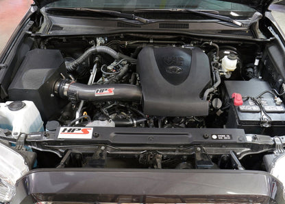 HPS Shortram Air Intake Kit 2016-2019 Toyota Tacoma 3.5L V6, Includes Heat Shield, Gunmetal