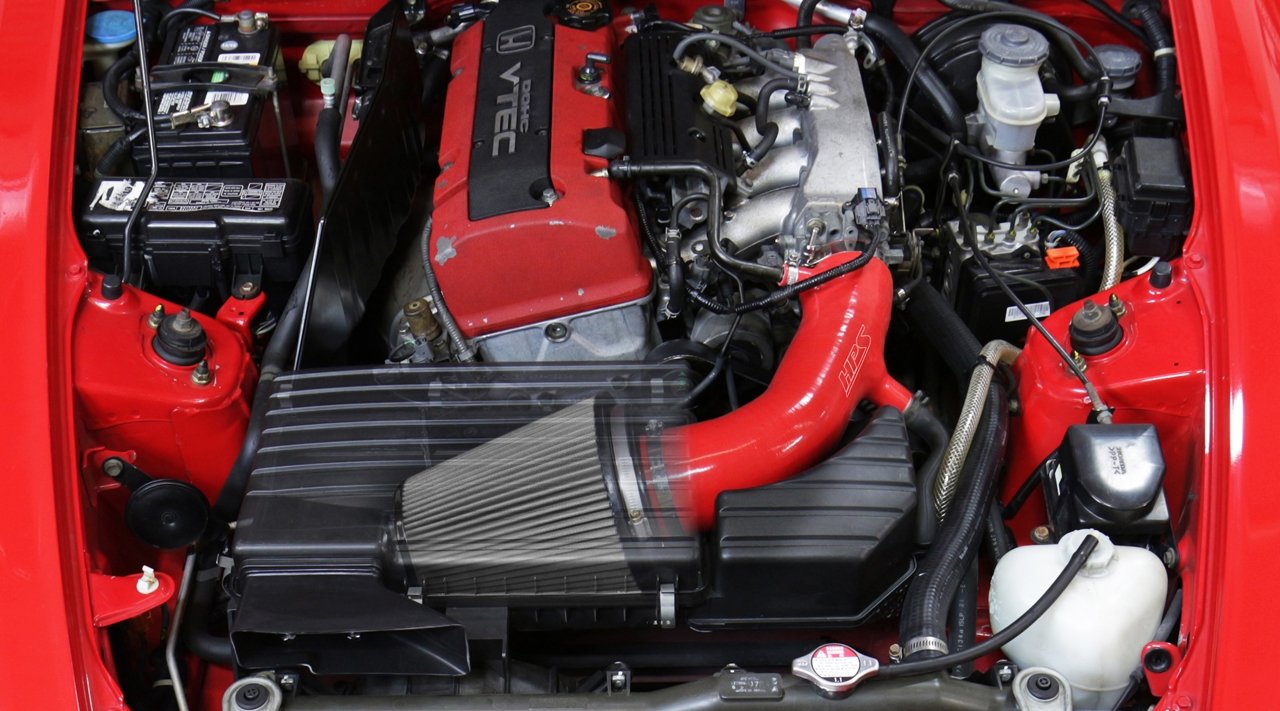 HPS Shortram Air Intake Kit 2004-2005 Honda S2000 AP2 2.2L Throttle Cable, Red