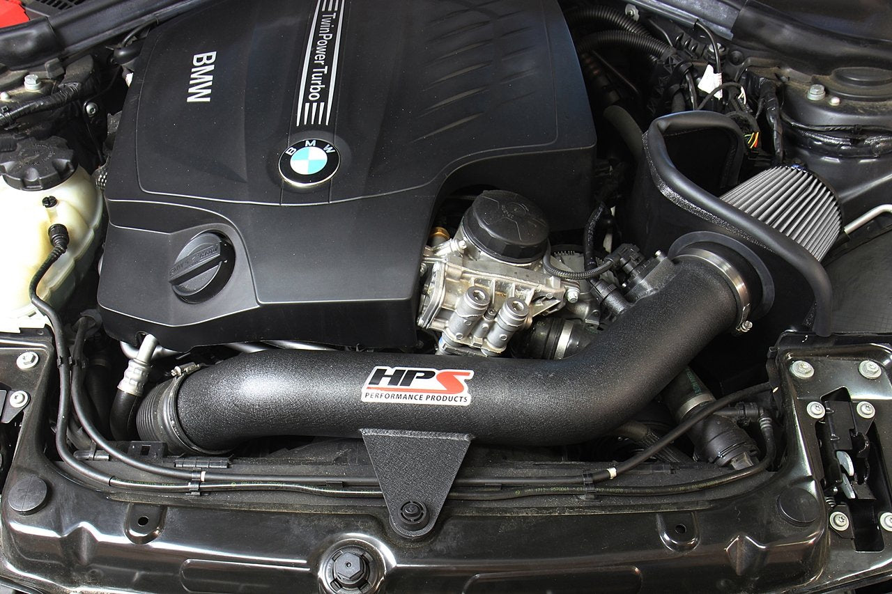 HPS Shortram Air Intake Kit 2013-2015 BMW 335i 335ix F31 F34 3.0L Turbo N55, Includes Heat Shield, Polish