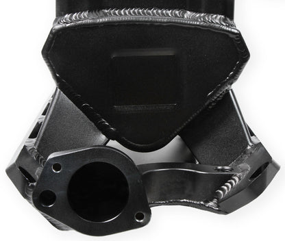 Sheet Metal Fabricated Intake Manifold 289-302 Small Block Ford Dual Quad Single Plane Carbureted Black with Sniper logo