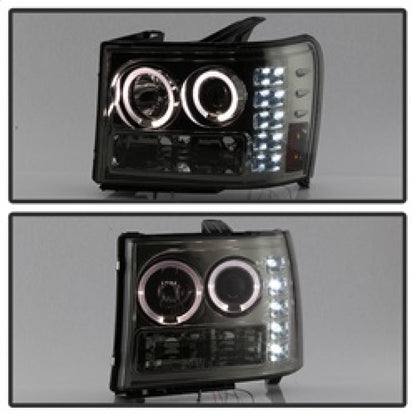Spyder GMC Sierra 1500/2500/3500 07-13 Projector Headlights LED Halo- LED Smoke PRO-YD-GS07-HL-SM 5010629