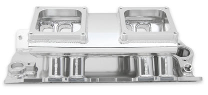 Fabricated Intake Manifold BBC Single Plane 2 x 4500 Silver with Sniper Logo