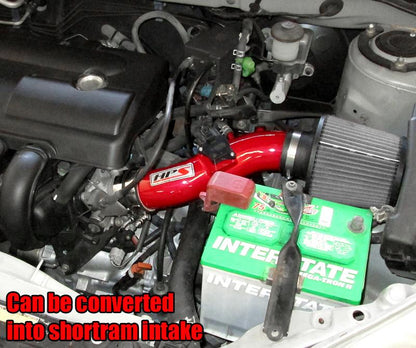 HPS Performance Cold Air Intake Kit 2003-2004 Toyota Corolla 1.8L, Converts to Shortram, Red
