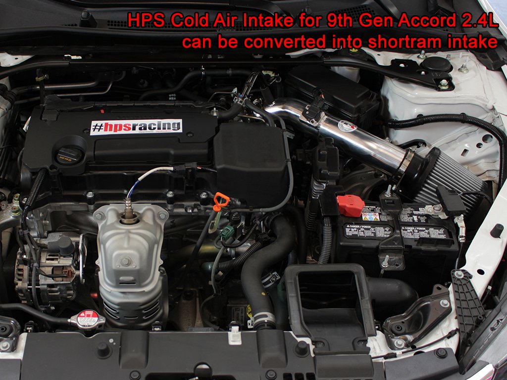 HPS Cold Air Intake Kit 2013-2017 Honda Accord 2.4L, Converts to Shortram, 837-555
