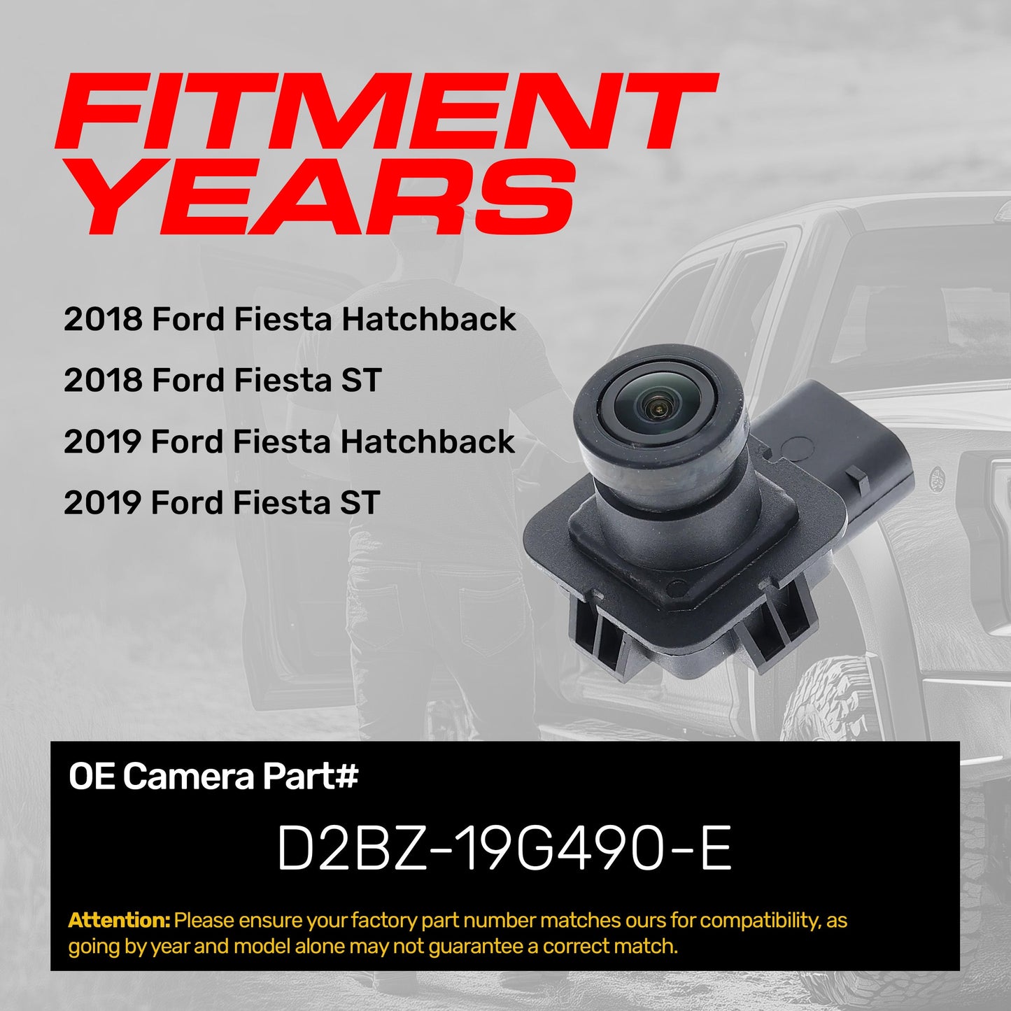 Ford Fiesta Hatchback, Fiesta ST (2018-2019) OEM Replacement Backup Camera OE Part # D2BZ-19G490-E