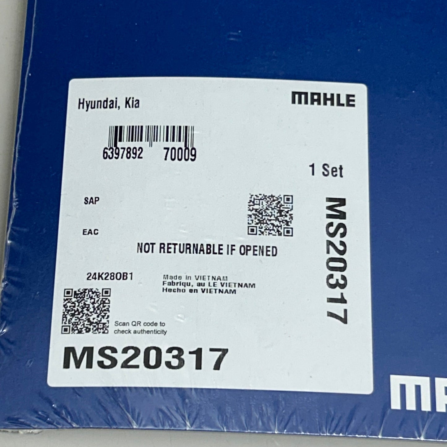MAHLE Engine Intake Manifold Gasket Replacement Part For Hyundai & Kia MS20317
