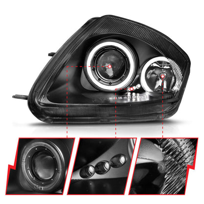 Anzo 2000-2005 Mitsubishi Eclipse Projector Headlights w/ Halo Black