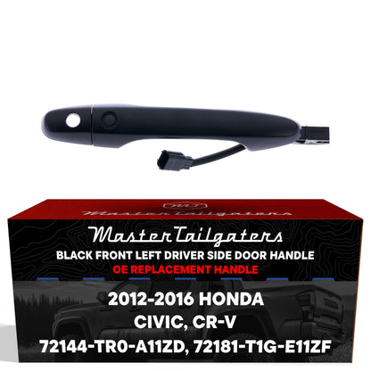 Exterior Door Handle Black Replacement for Honda Civic Hybrid (2012-2015), CR-V (2012-2016) OE Part # 72144-TR0-A11ZD, 72181-T1G-E11ZF | Front Left Driver Side