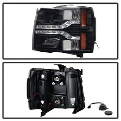 Spyder Chevy Silverado 1500 07-13 V2 Projector Headlights - LED DRL - Black PRO-YD-CS07V2-DRL-BK 5083524