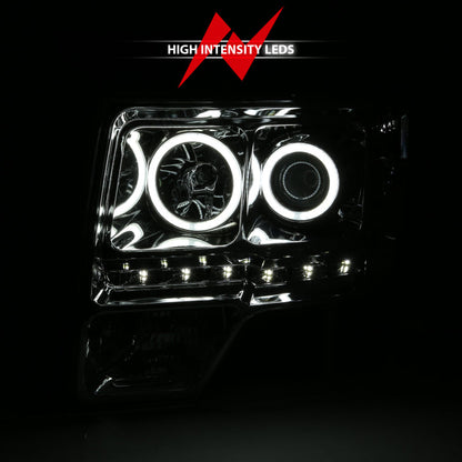 Anzo 2009-2014 Ford F-150 Projector Headlights w/ Halo Chrome (CCFL) G2