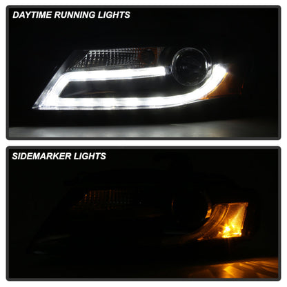 Spyder Audi A4 09-12 Projector Headlights Halogen Model Only - DRL LED Black PRO-YD-AA408-DRL-BK 5081544