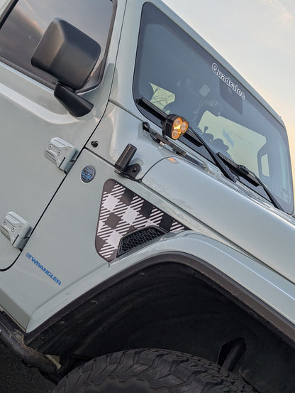 Buffalo Plaid Rubicon Blackout  Single Layer Printed Decal- Fits Jeep Wrangler & Gladiator JL Fender Vent Decal-Pair