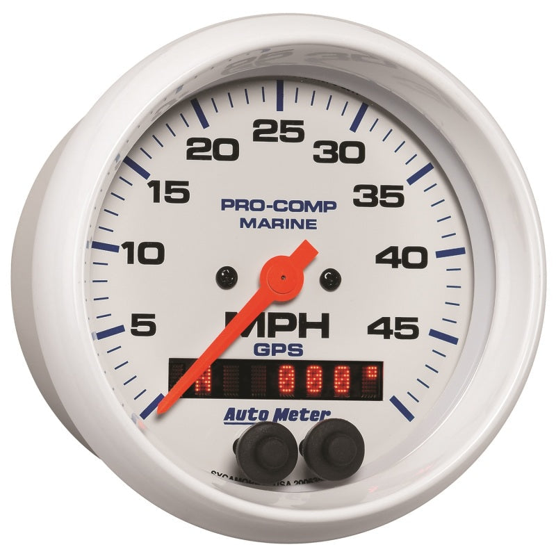 AutoMeter Marine White 3 3/8in 50MPH GPS Speedometer Gauge 200635