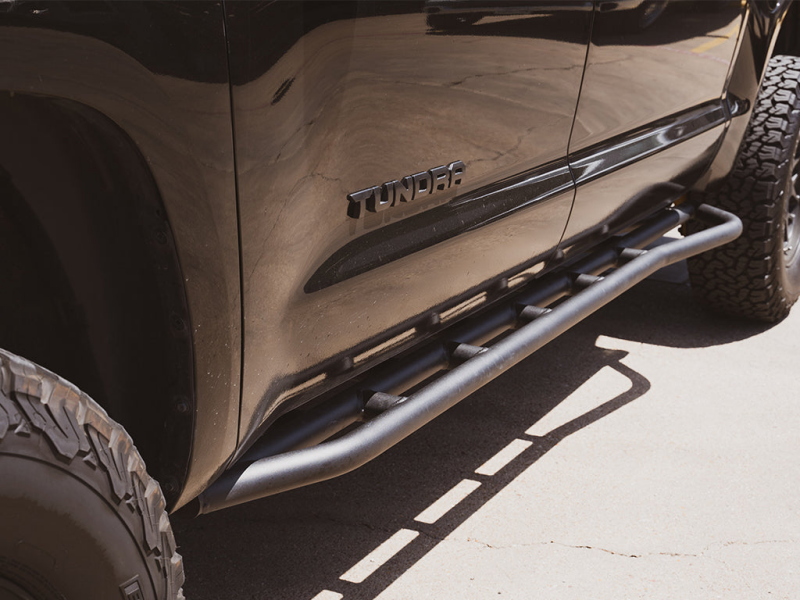 Cali Raised LED Cali Raised 14-21 Toyota Tundra Trail Edition Rock Sliders - Kick Out / BedLiner CR2801