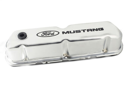 Ford Chrome Steel Valve Cover Set w/Mustang Logo FRD302-100