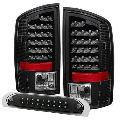 SPYDER Xtune Dodge Ram 02-06 1500 LED Tail Light w/ LED 3rd Brake Lamps- Black ALT-JH-DR02-LED-SET-BK 9032769