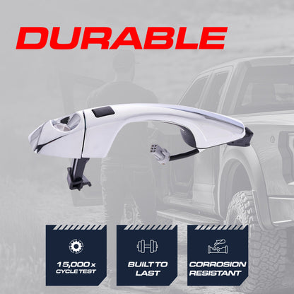 Exterior Door Handle Chrome Replacement for Hyundai Santa Fe (2013-2018) OE Part # 82651-2W710 | Front Left Driver Side w/ Keyhole