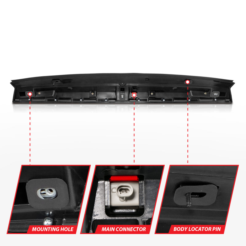 ANZO 2007-2014 Chevrolet Suburban 1500 LED 3rd Brake Light Black Housing Smoke Lens w/ Spoiler 1pc 531109