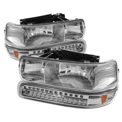 SPYDER Xtune Chevy TahOE 00-06 Headlights w/ LED Bumper Lights Amber Chrome HD-JH-CSIL99-LED-SET-C 5069474