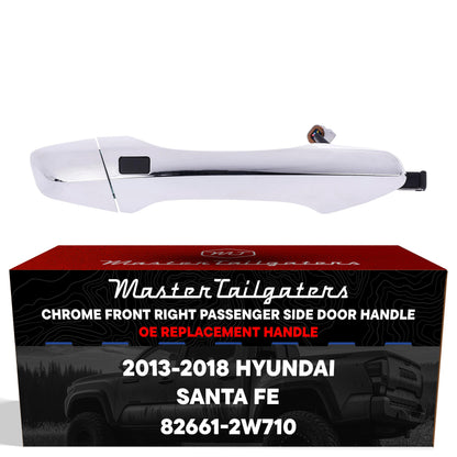 Exterior Door Handle Chrome Replacement for Hyundai Santa Fe (2013-2018) OE Part # 82661-2W710 | Front Right Passenger Side w/o Keyhole