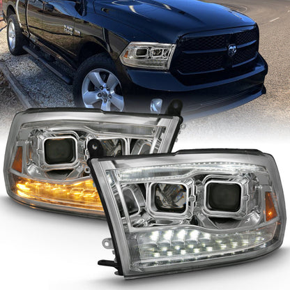 ANZO 2009-2018 Dodge Ram 1500 Projector H.L. Switchback Chrome Amber 111442