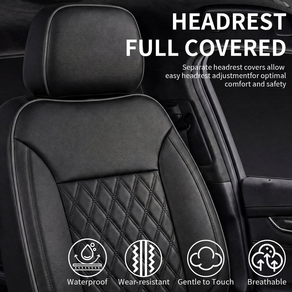Umbrauto Custom Seat Covers for Silverado and GMC Sierra,Waterproof Nappa Leather Full Set Seatcovers for Chevy Silverado/GMC Sierra 2007-2013 & 2019-2026 1500, 2020-2026 2500HD 3500HD Crew/Double/Extended Cab