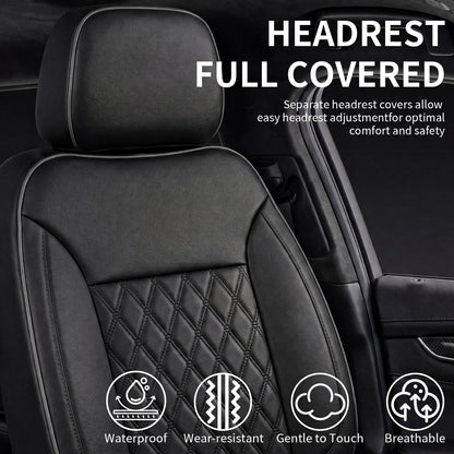Umbrauto Custom Seat Covers for Silverado and GMC Sierra,Waterproof Nappa Leather Full Set Seatcovers for Chevy Silverado/GMC Sierra 2007-2013 & 2019-2026 1500, 2020-2026 2500HD 3500HD Crew/Double/Extended Cab