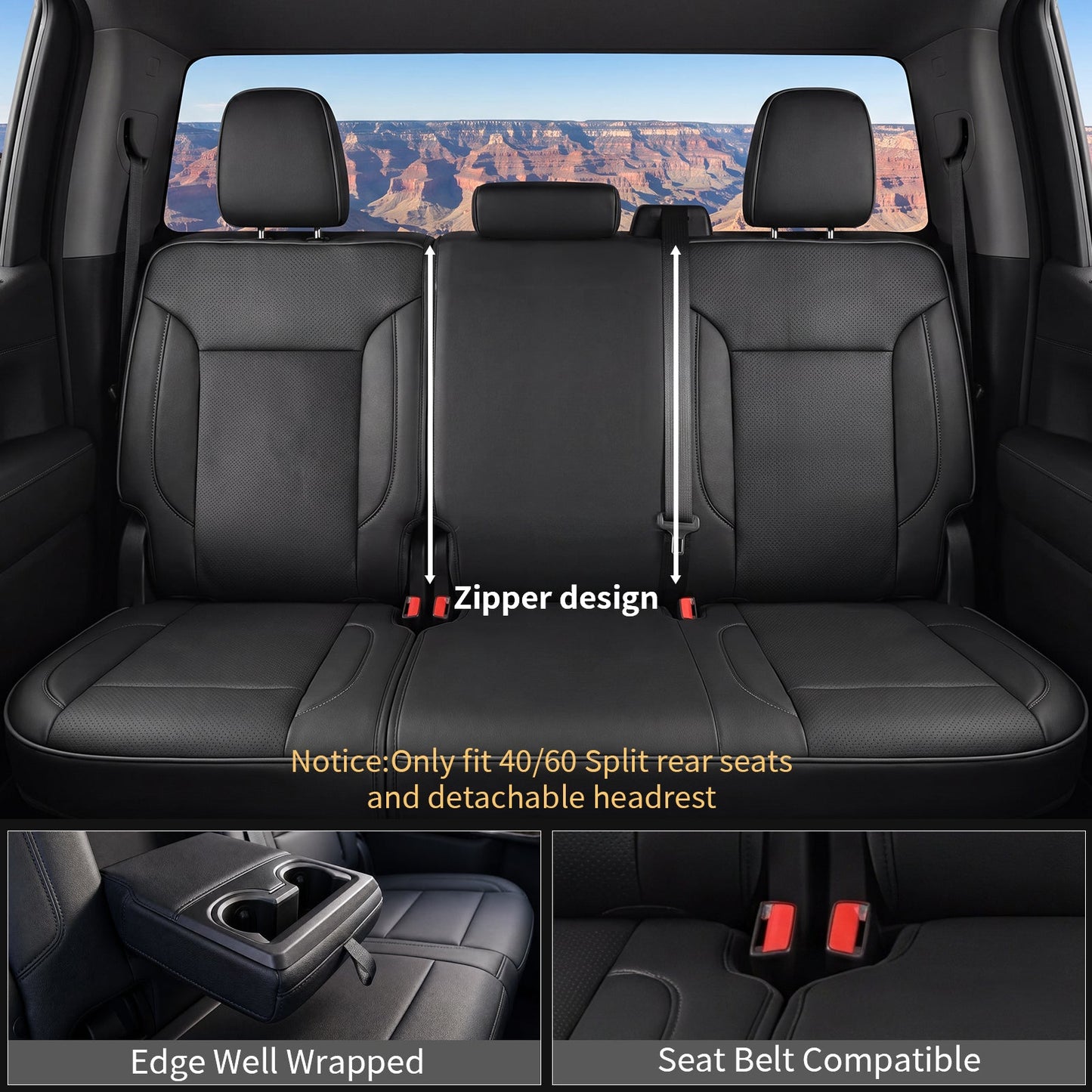 Umbrauto Custom Seat Covers for Silverado and GMC Sierra,Waterproof Nappa Leather Full Set Seatcovers for Chevy Silverado/GMC Sierra 2007-2013 & 2019-2026 1500, 2020-2026 2500HD 3500HD Crew/Double/Extended Cab