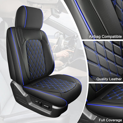 Umbrauto Custom Fit Seat Covers for Ford F150, Pickup Truck Nappa Leather Seatcovers for 2015-2025 Ford F150 SuperCrew/ 2017-2025 F250 F350 F450 Super Duty Crew Cab XL XLT Lariat King Ranch Platinum,Blue