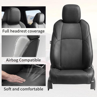Truck Seat Covers for Toyota Tacoma 2024-2026 Double Cab, Nappa Leather, 3D Laser-Scan Custom Fit, Waterproof, Easy-Clean, Full Coverage, Airbag Compatible, Pet & Scratch Protection