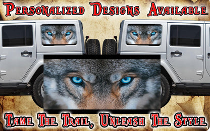 Wolf eyes Rear quarter window see through graphic.