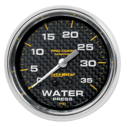 AutoMeter Marine Carbon Fiber Mechanical 2-5/8in 0-35PSI Water Pressure Gage 200773-40