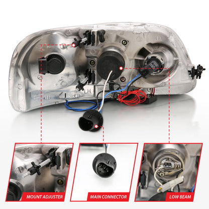 Anzo 1997.5-2003 Ford F-150 Projector Headlights w/ Halo and LED Black 1pc