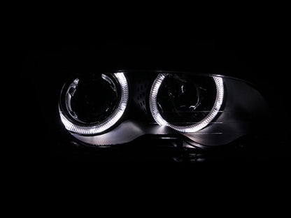 Anzo 1999-2001 BMW 3 Series E46 Projector Headlights w/ Halo Black